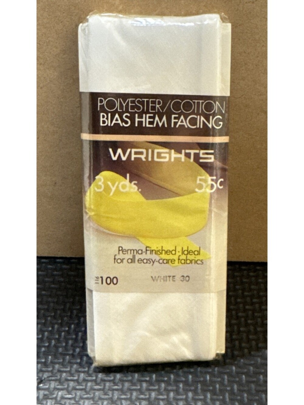 WRIGHTS 3 yards White 30 55c Bias HEM FACING 50/50 Polyester/Cotton | NOS 1972